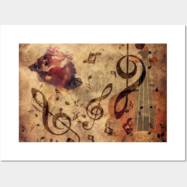 Old violin and rose Wall Art by AnnArtshock